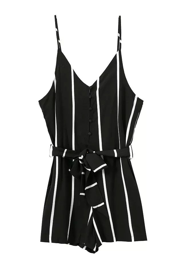 F2396-2 Fancy Girl Pinstripes Print Rompers